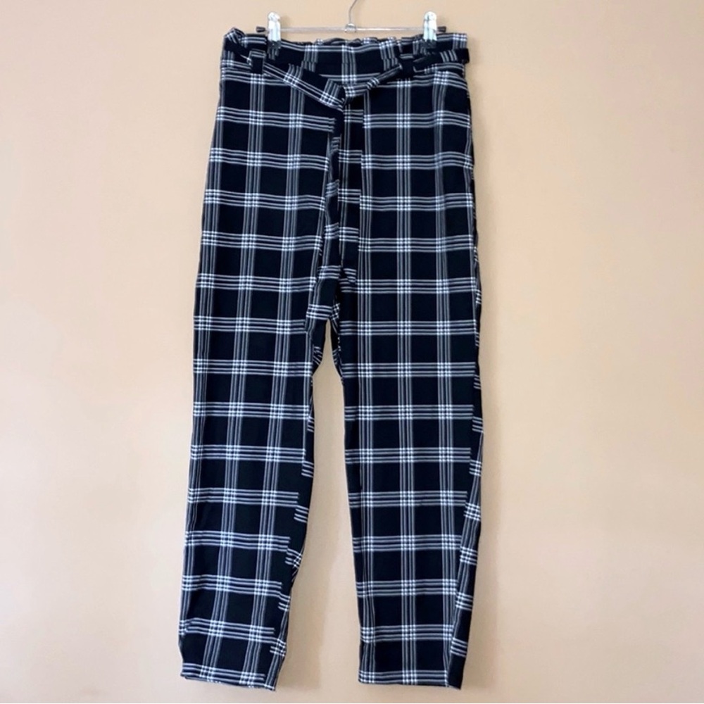 Divided Black and White Plaid Jumpsuit